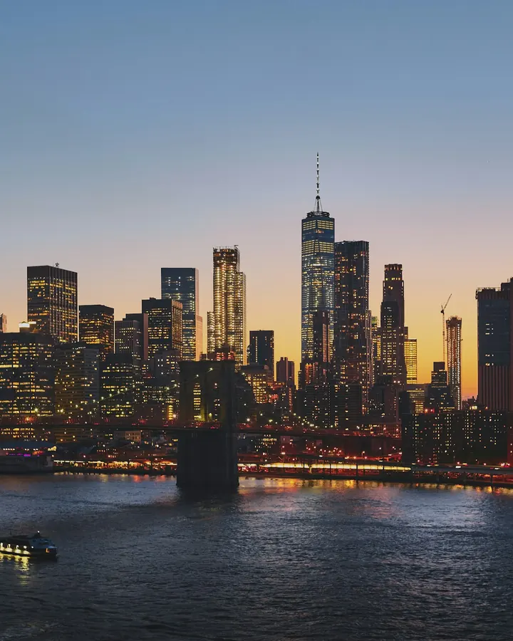 The Manhattan skyline at dusk